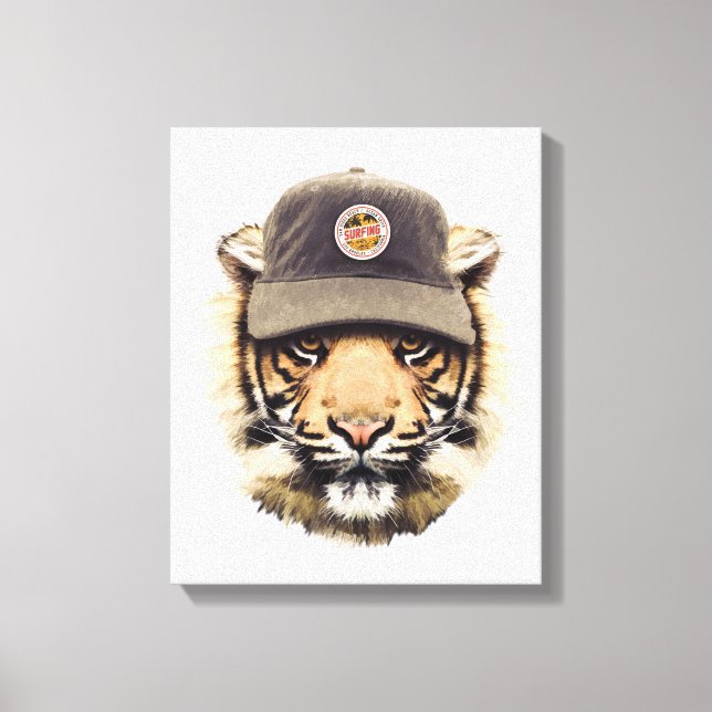 Surfing Tiger Canvas Print (Front)