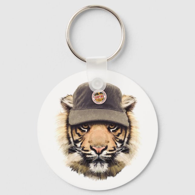 Surfing Tiger Keychain (Front)