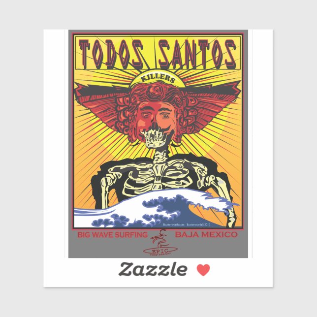 SURFING TOTOS SANTOS BAJA CALIFORNIA MEXICO STICKER (Sheet)
