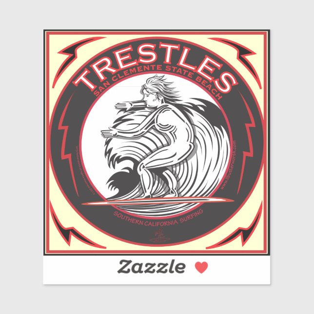 SURFING TRESTLES SAN ONOFRE BEACH CALIFORNIA STICKER (Sheet)