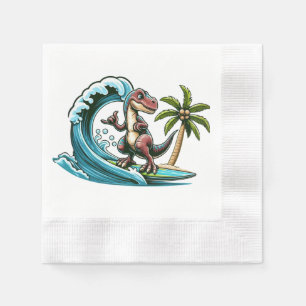 Surfing tropical dinosaur napkins