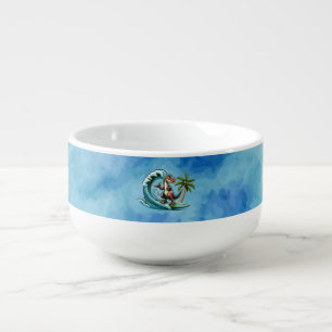 Surfing tropical dinosaur soup mug