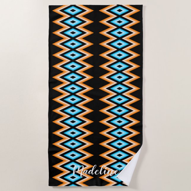 Surfing Tropical Modern Summer Custom Name Beach Towel (Front)