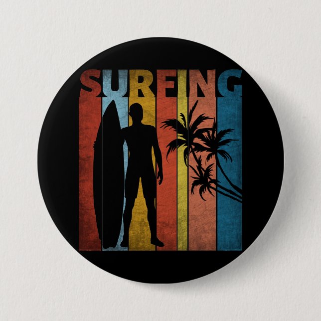 SURFING TROPICAL SUMMER BUTTON (Front)
