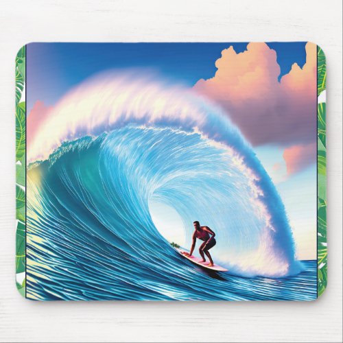Surfing Tropical Waves Mouse Pad
