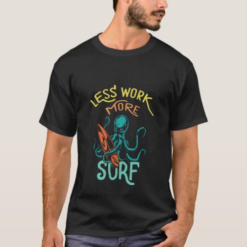 Surfing Vacation Cool Funny Surf Vintage Octopus T_Shirt