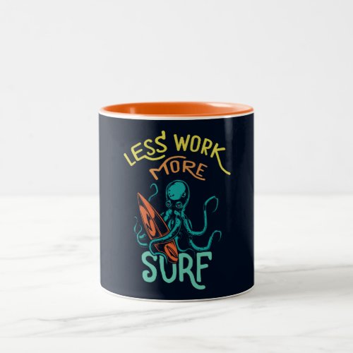 Surfing Vacation Cool Funny Surf Vintage Octopus Two_Tone Coffee Mug
