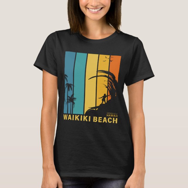 Surfing Waikiki Beach Honolulu Hawaii T-Shirt (Front)