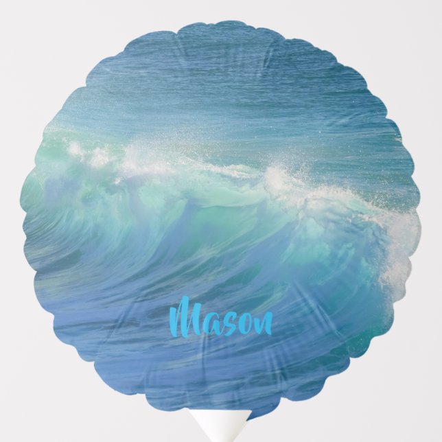 Surfing Wave (with personalized name) Balloon (Front)