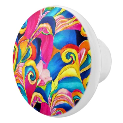 Surfing waves inspired pattern multicolor  ceramic knob