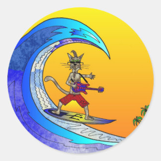 surfingTomCat1 Classic Round Sticker