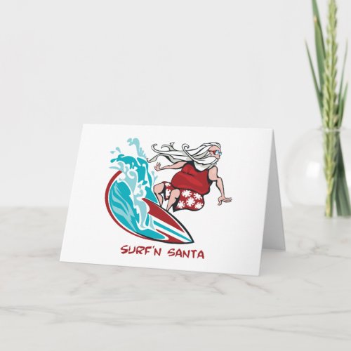 Surfn Santa Holiday Card