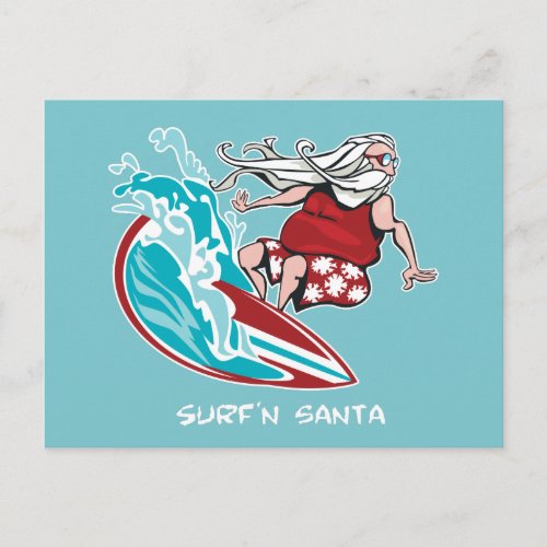 Surfn Santa Holiday Postcard