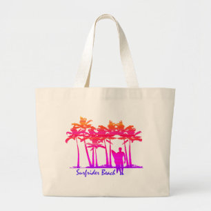 Surfrider Beach Hawaiian Palm Tree Blend Large Tote Bag