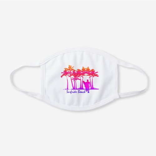 Surfrider Beach Hawaiian Palm Tree Blend  _ Pink White Cotton Face Mask