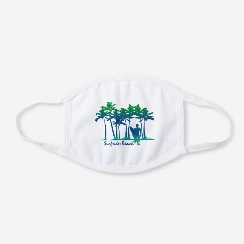 Surfrider Beach Hawaiian Palm Tree Blend  _ Teal White Cotton Face Mask