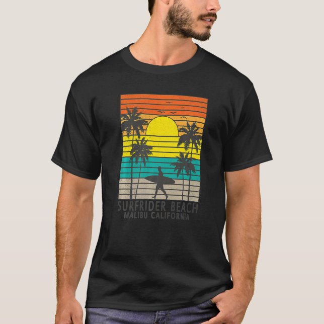 Surfrider Beach Malibu California Surfer Surfing P T-Shirt (Front)