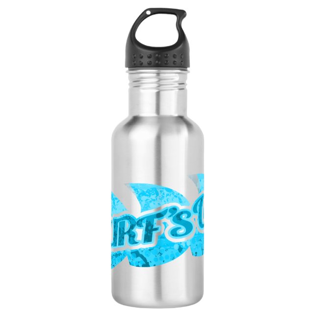 Surf's up aqua blue water bottle (Front)