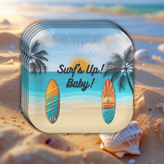 Surf's Up Baby - Baby Shower Paper Plates (Creator Uploaded)