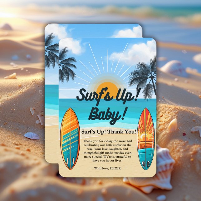 Surf's Up Baby - Baby Shower Thank You Card (Creator Uploaded)