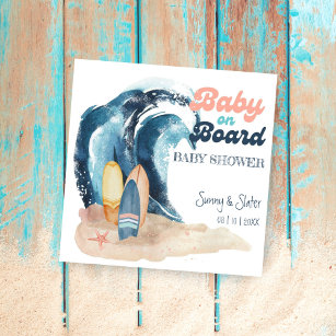 Surf's Up   Baby On Board Beach Baby Shower Napkins