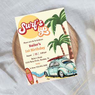 Surfs Up Beach 1st Birthday Invitation