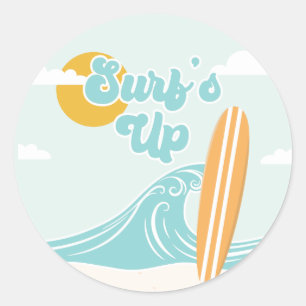 Surf's Up Beach Birthday Classic Round Sticker