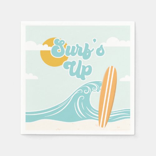 Surfs Up Beach Birthday Napkins