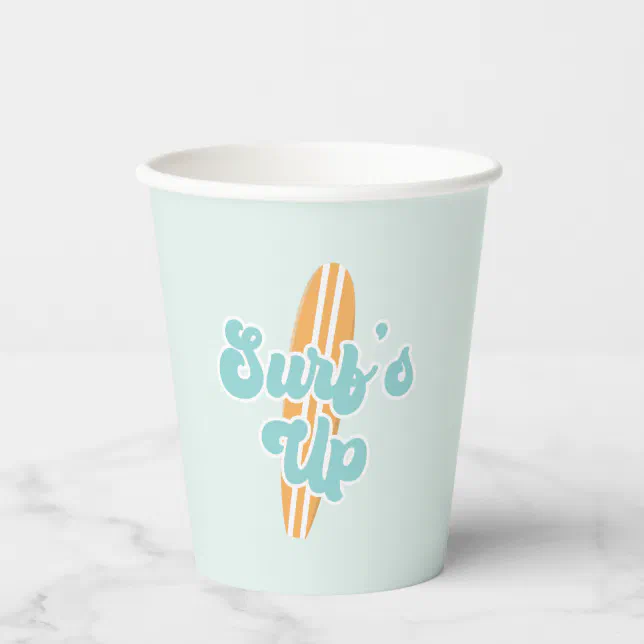 Surfs Up Beach Birthday Paper Cups | Zazzle
