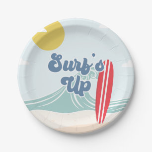 Surfs Up Beach Birthday Paper Plates