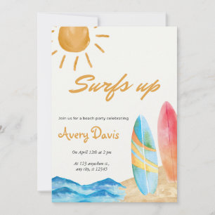 Surfs Up Beach Birthday Party Invitation