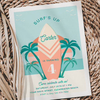 Surf's Up Beach Birthday Party Retro Surf Invitation