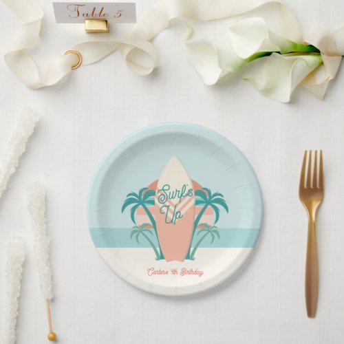 Surfs Up Beach Retro Party Paper Plate