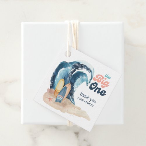 Surfs Up  Big One Beach 1st Birthday Thank You Favor Tags