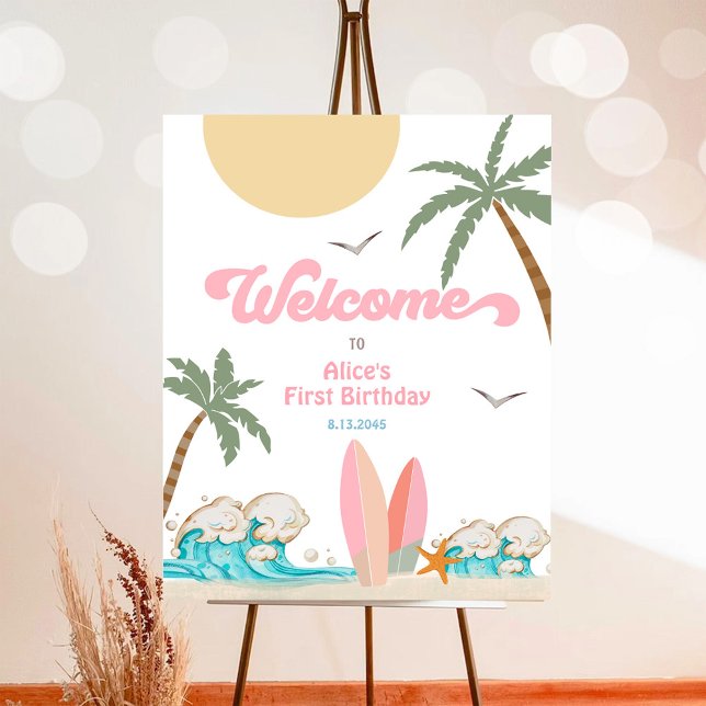 Surf's Up Birthday Baby Shower Decor Welcome Sign (Creator Uploaded)