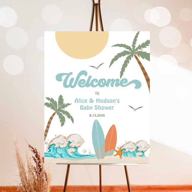 Surf's Up Birthday Baby Shower Decor Welcome Sign (Creator Uploaded)