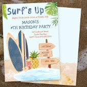 Surfs Up Birthday Party Boys Surfboard Invitation