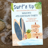 Surfs Up Birthday Party Boys Surfboard Invitation