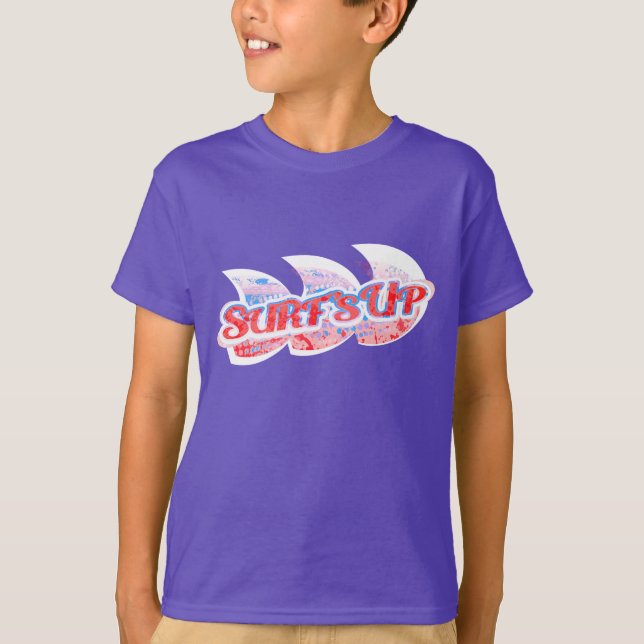 Surf's Up blue purple red and white T-Shirt (Front)