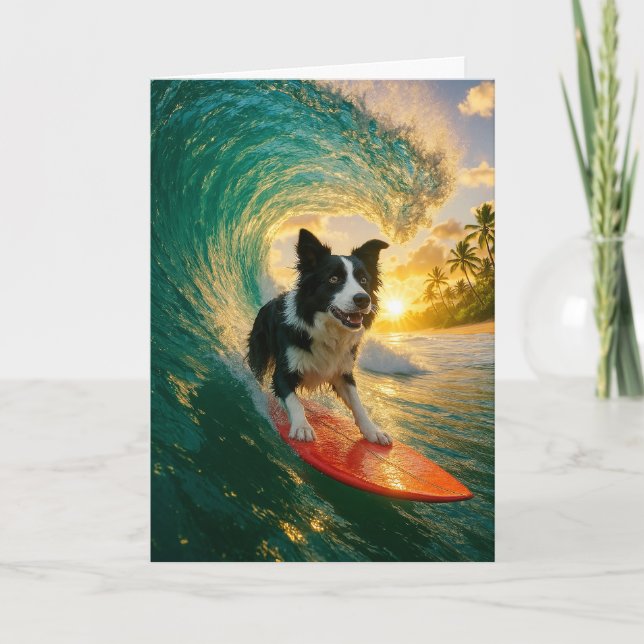 Surfs Up Border Collie  Card (Front)