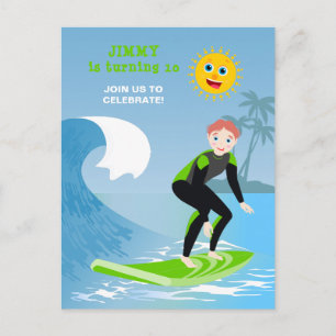 Surf's up boy Birthday Party Invitation Postcard