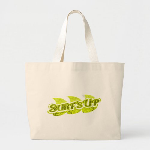 Surfs Up bright green blue surfers tote bag