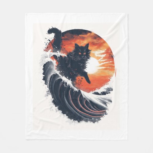 Surfs Up Cat Fleece Blanket