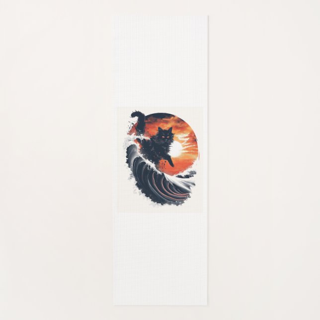 Surf's Up Cat Yoga Mat (Front)