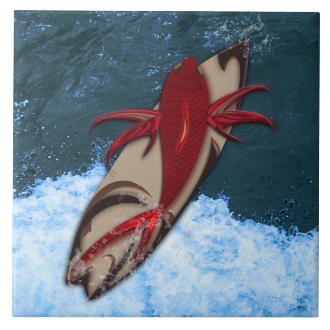 Surf's Up Ceramic Tile (Front)