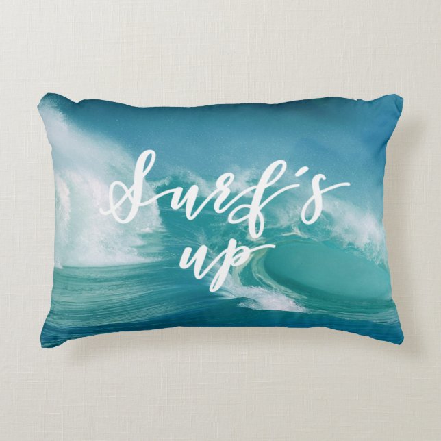 Surf's Up | Fun Typography & Quote Accent Pillow (Front)