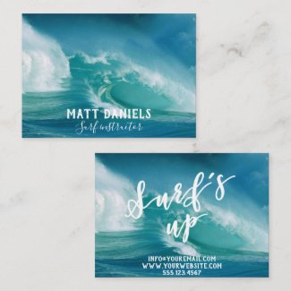 Surf's Up | Fun Typography & Quote Surf Instructor Business Card