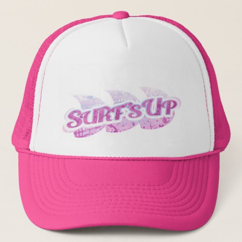 Surfs Up girls beach hat purple pink  white