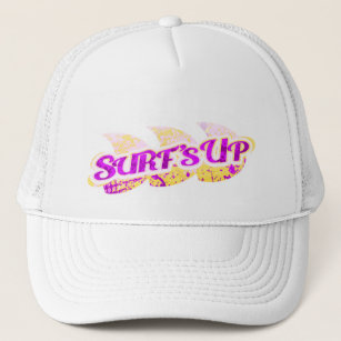 Surf's Up girls beach purple yellow white sports Trucker Hat