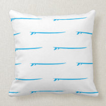 Surf's Up! Large Blue Boards/White Background Throw Pillow